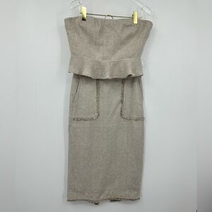 *J Crew Matching Set Heavyweight Linen Peplum Top Midi Skirt | AT630